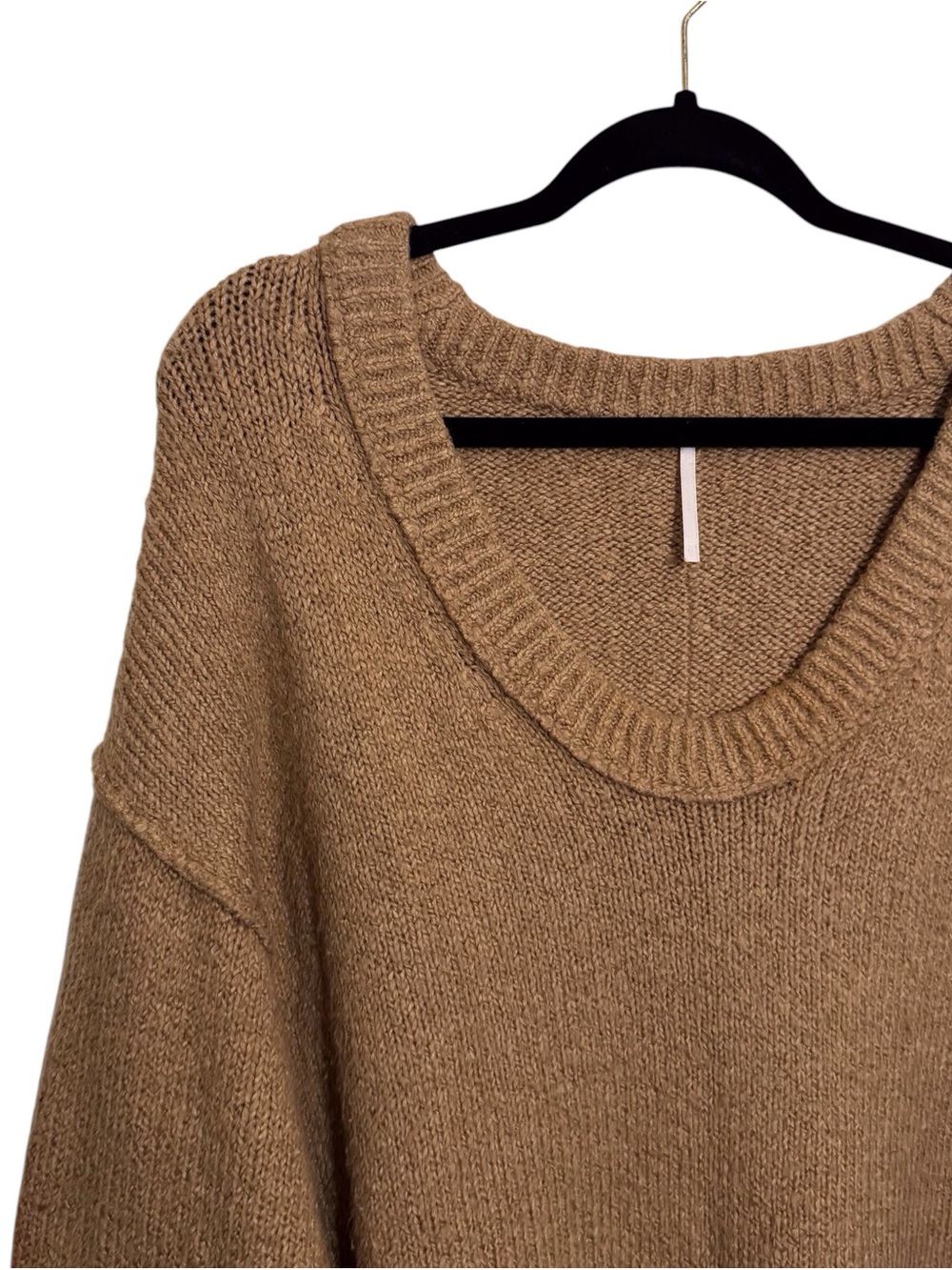Free People Size X-Small Brown Brookside Pullover Sweater Oversized Beach Boho - Picture 3 of 9